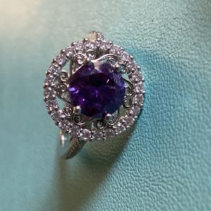 Sparkling Purple & Pink Gemstone Necklace & Ring Set – Minimalist Luxury